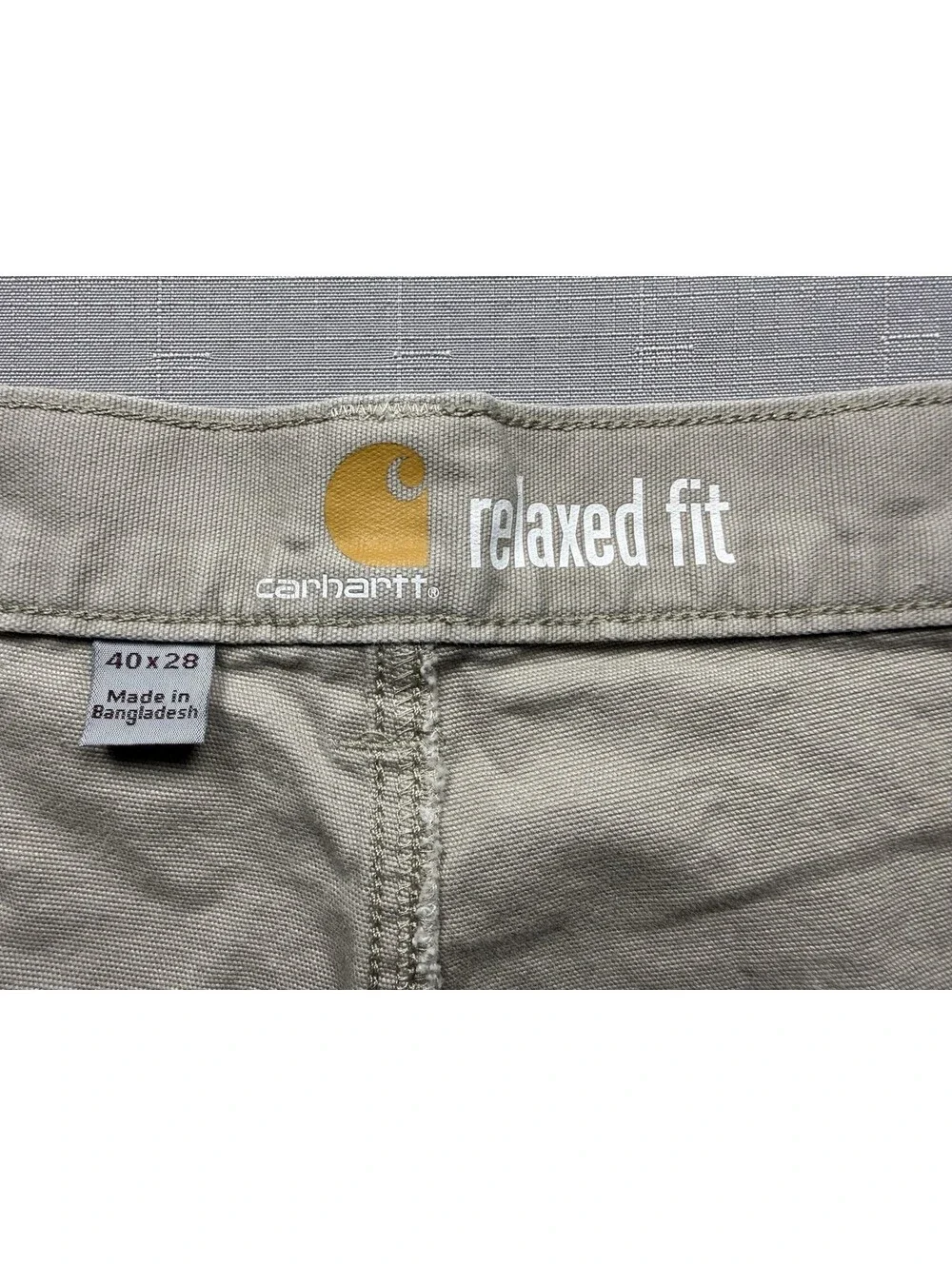 Carhartt Relaxed Fit Canvas Work Pants Mens 40x28 Khaki Beige Utility Work